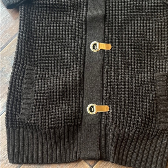 MICHAEL Michael Kors Brown Chunky Knit Short Sleeve Cardigan - Size Medium - Picture 3 of 9